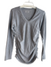 Athleta Size L Gray Cotton Blend Long Sleeve solid color Sinch Detail V Neck Top Gray / L
