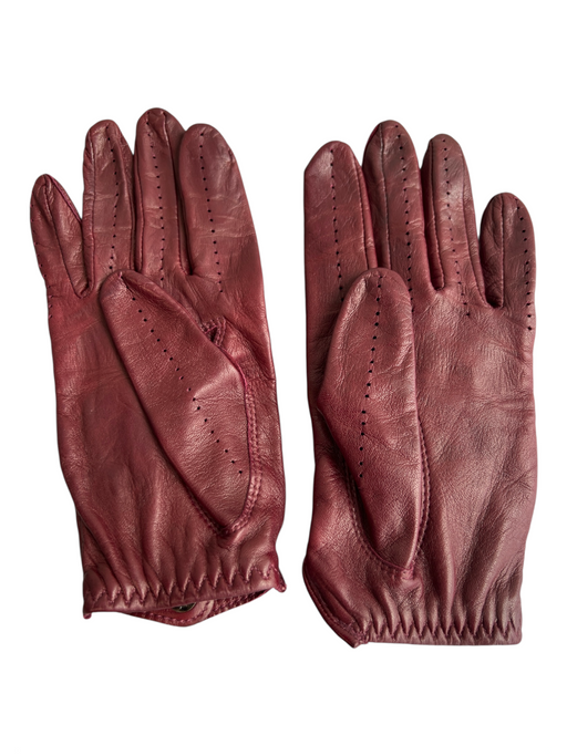 Fratelli Orsini Burgundy Genuine Leather 5 Finger Hole Details Gloves Burgundy