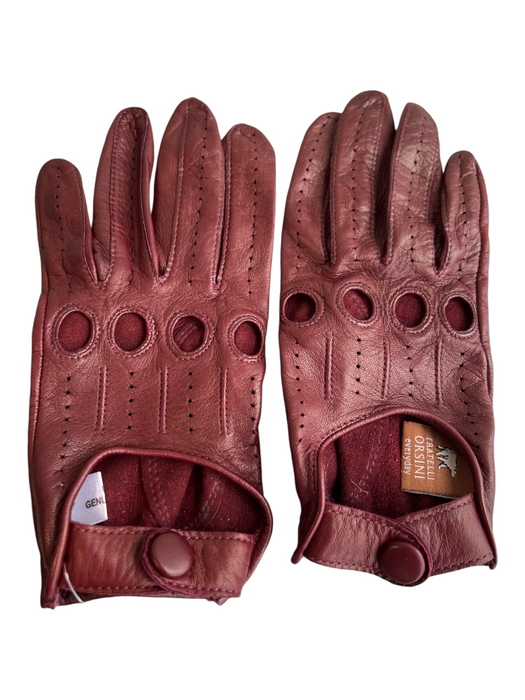 Fratelli Orsini Burgundy Genuine Leather 5 Finger Hole Details Gloves Burgundy