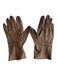 No Brand Brown 5 Finger Hole Details Button Snap Close Gloves Brown