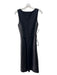 Antonio Melani Size 4 Black Leather Paneled Sash Square Neck Sleeveless Dress Black / 4