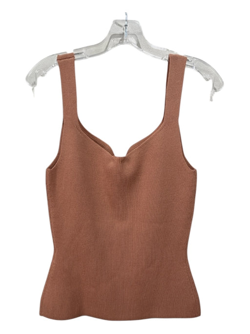 Reiss Size M Blush Beige Viscose Blend Ribbed Sleeveless Sweetheart Neckline Top Blush Beige / M