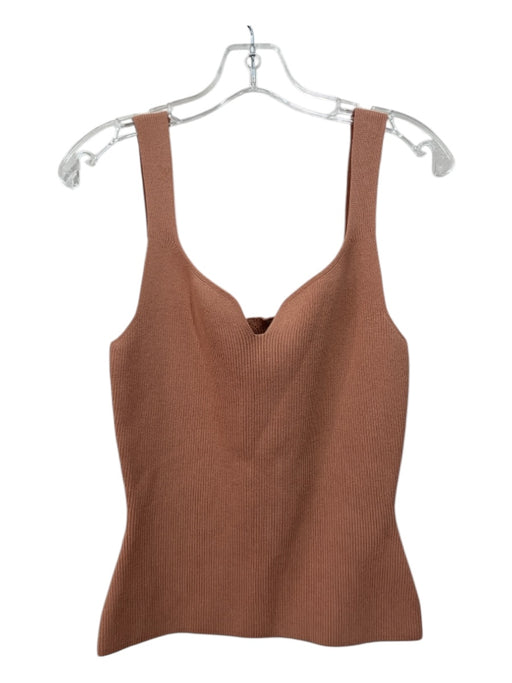 Reiss Size M Blush Beige Viscose Blend Ribbed Sleeveless Sweetheart Neckline Top Blush Beige / M