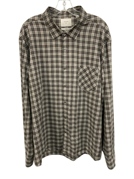 Billy Reid Size XXL Gray & Tan Cotton Plaid Button Up Men's Long Sleeve Shirt Gray & Tan / XXL