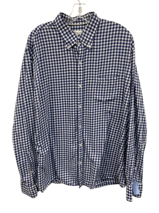Peter Millar Size XL Blue & White Cotton Gingham Button up Long Sleeve Shirt Blue & White / XL