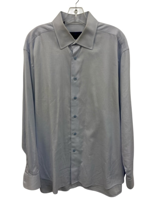 David Donahue Size 17 Light blue Cotton Micro Button up Men's Long Sleeve Shirt Light blue / 17