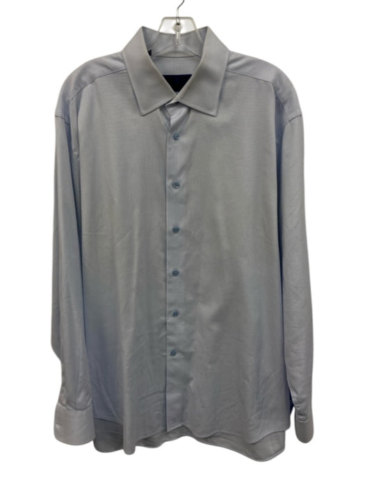 David Donahue Size 17 Light blue Cotton Micro Button up Men's Long Sleeve Shirt Light blue / 17