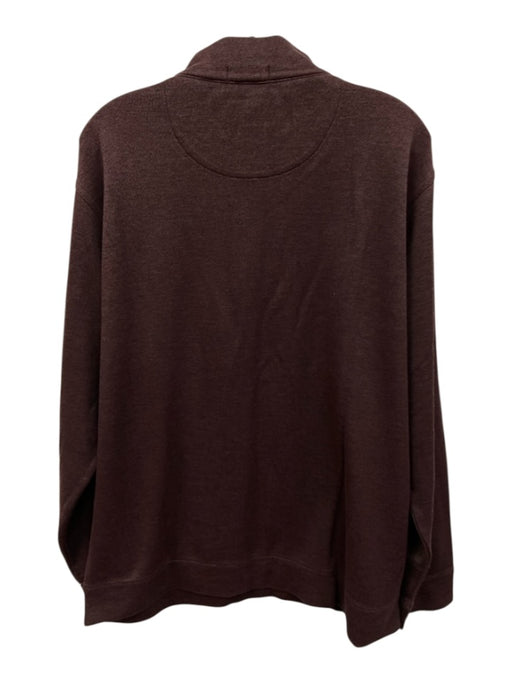 Peter Millar Size XL Plum Cotton Blend Solid Quarter Zip Men's Long Sleeve Shirt Plum / XL