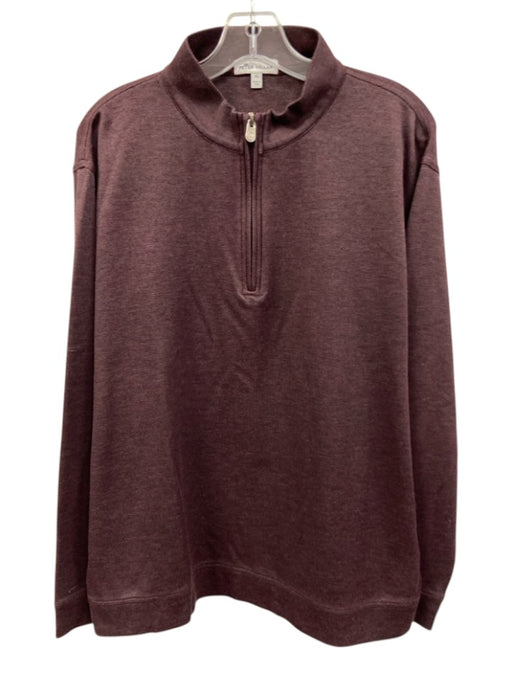 Peter Millar Size XL Plum Cotton Blend Solid Quarter Zip Men's Long Sleeve Shirt Plum / XL
