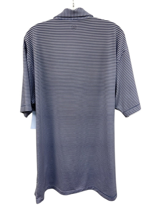 Peter Millar Size XL Blue & White Synthetic Stripe Polo Athleisure Short Sleeve Blue & White / XL