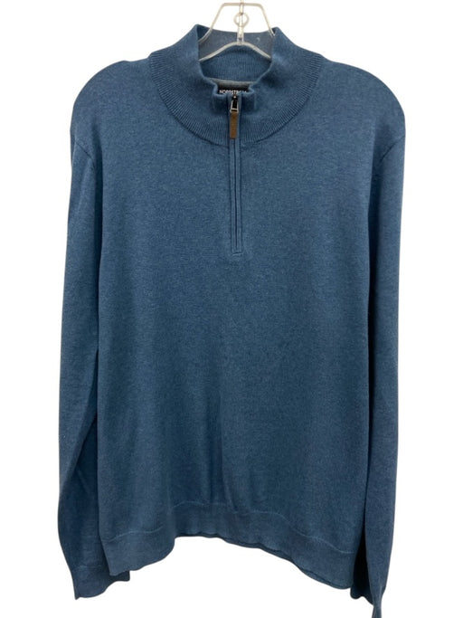 Nordstrom Size XL Blue Cotton Blend Solid Quarter Zip Men's Sweater Blue / XL