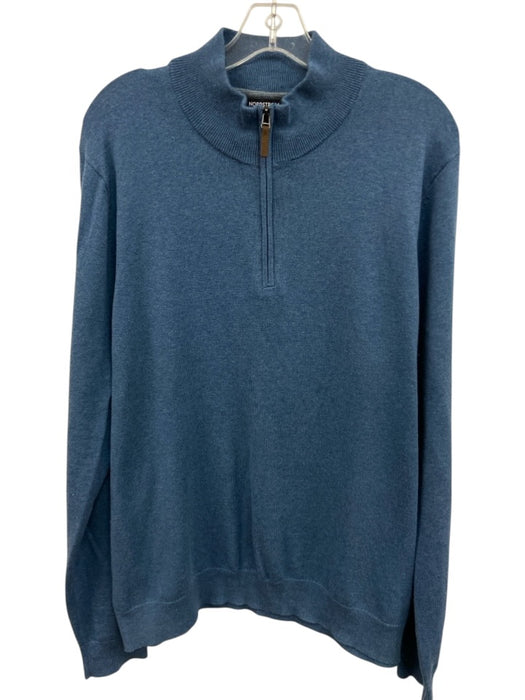 Nordstrom Size XL Blue Cotton Blend Solid Quarter Zip Men's Sweater Blue / XL