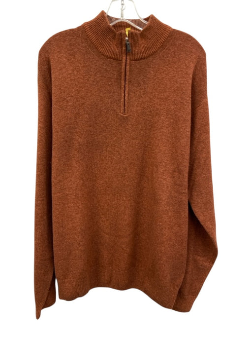 Peter Millar Size L Orange Wool Blend Solid Quarter Zip Men's Sweater Orange / L