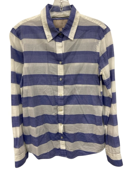 Banana Republic Size S Blue & White Cotton Long Sleeve Striped Button Up Top Blue & White / S