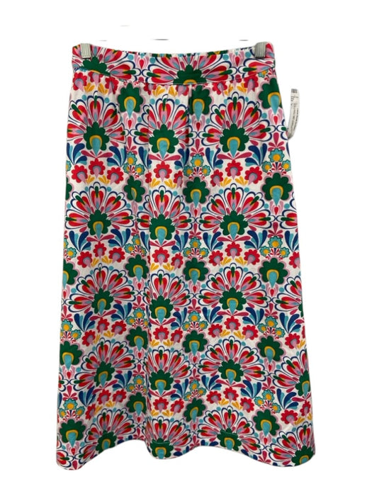 Boden Size 6 White & Multi Cotton Elastic Waist Abstract Floral Midi Skirt White & Multi / 6