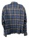 Charlie x Wood Size L Navy & Blue Cotton Blend Plaid Flannel Long Sleeve Shirt L