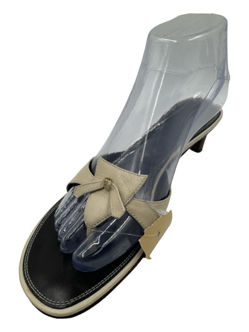 Cole Haan Shoe Size 6 Beige Leather Knot Detail Kitten Heel Sandals Beige / 6