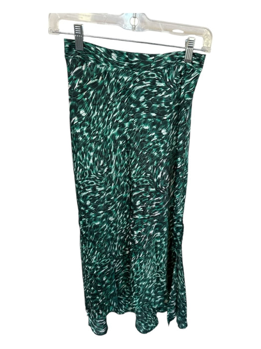 Leith Size XS Teal Green Side Zip Abstract Midi Skirt Teal Green / XS