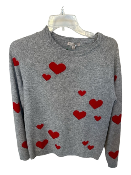 Philosophy Size S Gray & Red Cahsmere Long Sleeve Hearts Sweater Gray & Red / S