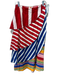 Farm Size XS White, Red & Multi Viscose Striped Side Zip Tiered Maxi Skirt White, Red & Multi / XS