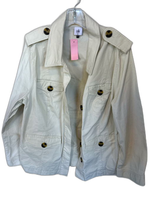 Cabi Size XXL Creme Cotton Blend Collared Button Pockets Jacket Creme / XXL