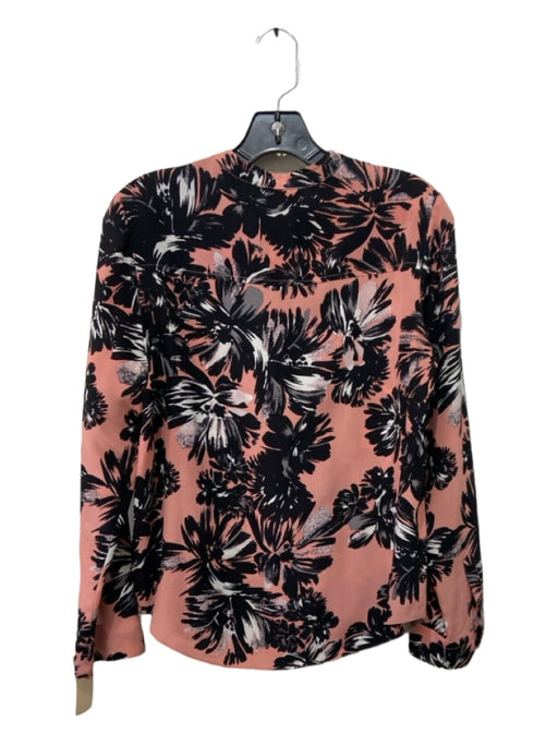 Rebecca Taylor Size 4 Pink & Black Silk Button Down Abstract Floral Top Pink & Black / 4