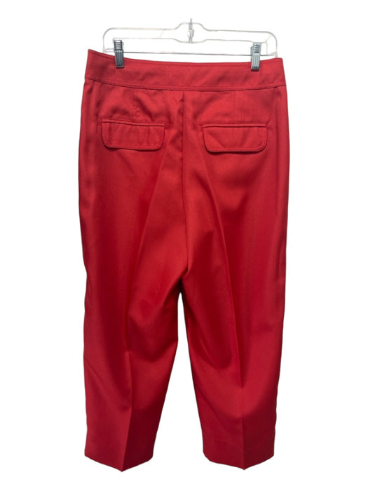 J Crew Size 10 Red Polyester High Rise Pleated Slit Pocket Tapered Pants Red / 10