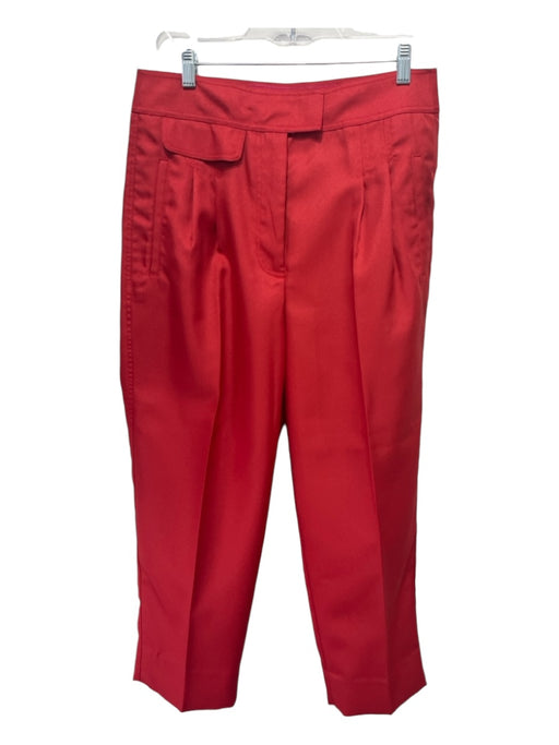 J Crew Size 10 Red Polyester High Rise Pleated Slit Pocket Tapered Pants Red / 10