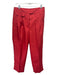 J Crew Size 10 Red Polyester High Rise Pleated Slit Pocket Tapered Pants Red / 10