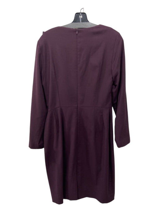 The Fold Size 14 Eggplant Wool Blend Long Sleeve Bow Detail Midi Back Slit Dress Eggplant / 14