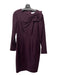 The Fold Size 14 Eggplant Wool Blend Long Sleeve Bow Detail Midi Back Slit Dress Eggplant / 14