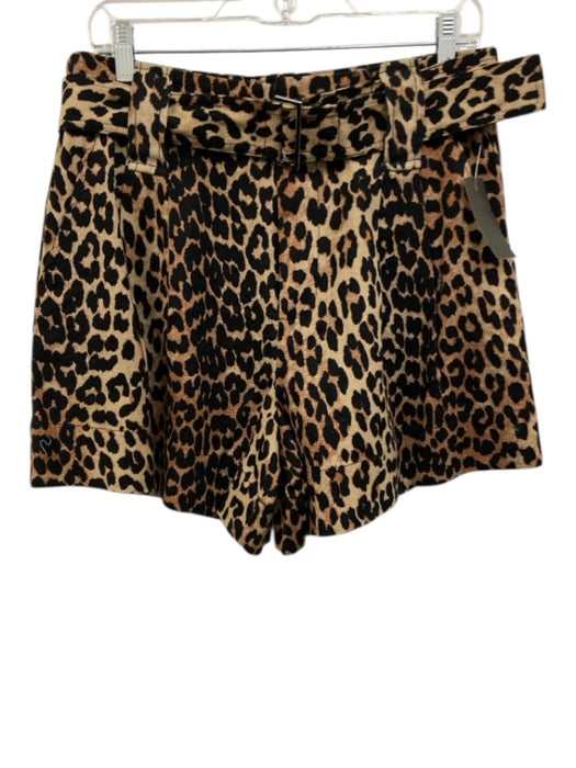 Ganni Size 4 Light Brown & Black Linen & Cotton High Rise Animal Print Shorts Light Brown & Black / 4
