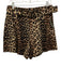 Ganni Size 4 Light Brown & Black Linen & Cotton High Rise Animal Print Shorts Light Brown & Black / 4