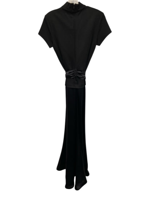 Tadashi Size 8 Black Rayon & Nylon Short Sleeve High Neck Fabric Block Dress Black / 8