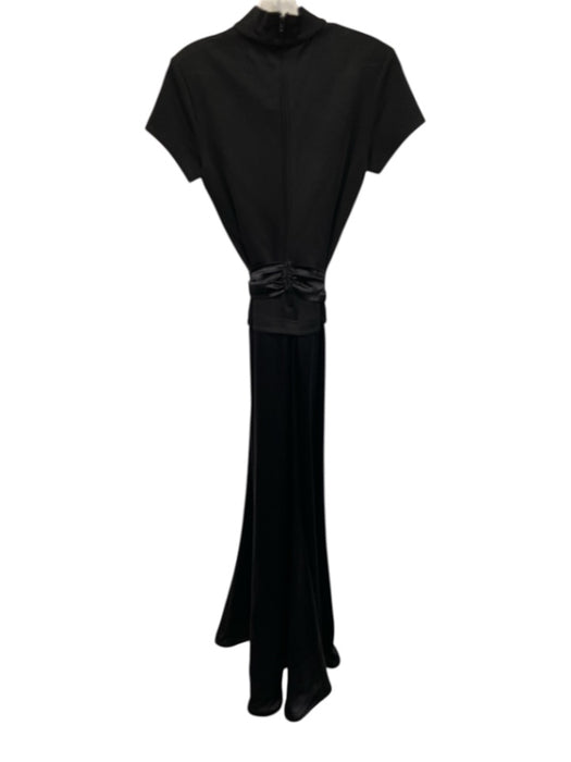 Tadashi Size 8 Black Rayon & Nylon Short Sleeve High Neck Fabric Block Dress Black / 8