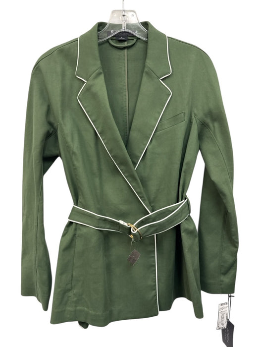 Worth Size 6 Green & White Cotton & Elastane Slim Straight Trouser Pant Set Green & White / 6