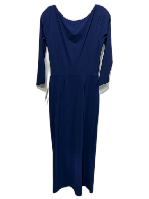 Chiara Boni Size 44 Navy Polyamide & Elastane 3/4 Sleeve V Neck pleats Maxi Gown Navy / 44