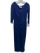 Chiara Boni Size 44 Navy Polyamide & Elastane 3/4 Sleeve V Neck pleats Maxi Gown Navy / 44
