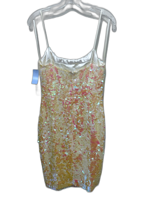 Milly Size 4 Cream & Multi Polyester Sequin Sleeveless Iridescent Back Zip Dress Cream & Multi / 4