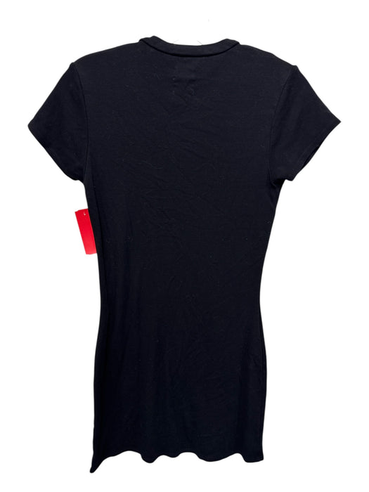 DDAM Size M Black Tencel & Cotton Short Sleeve Body Con Mini T Shirt Dress Black / M