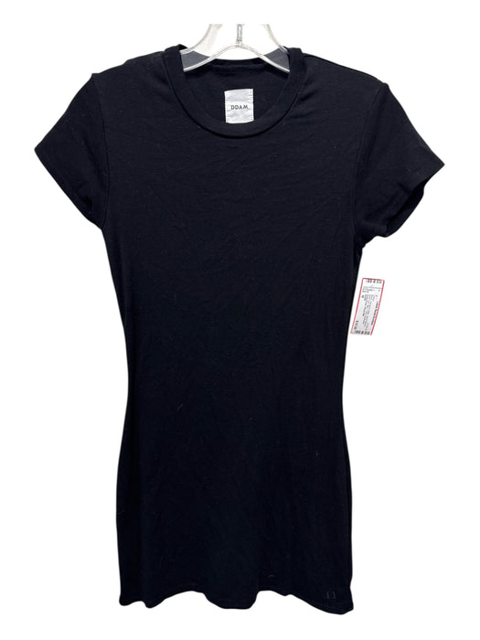 DDAM Size M Black Tencel & Cotton Short Sleeve Body Con Mini T Shirt Dress Black / M