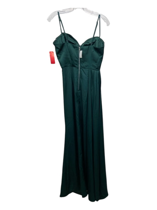 Luxxel Size S Green Polyester Spaghetti Strap Back Zip Side Slit Padded Gown Green / S