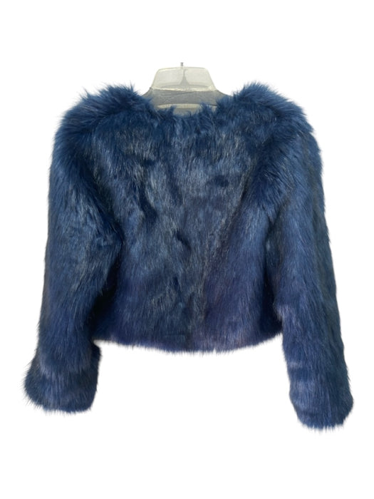 Donna Lepure Size M Blue Faux Fur Hook Closure Coat Blue / M