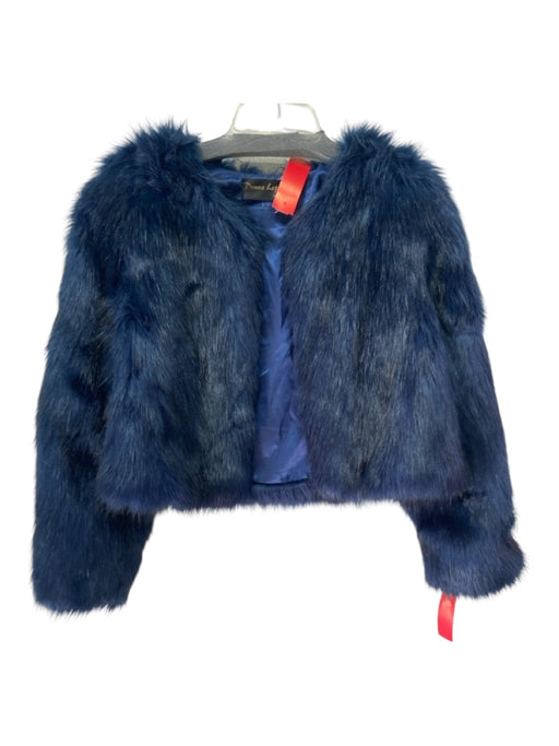 Donna Lepure Size M Blue Faux Fur Hook Closure Coat Blue / M