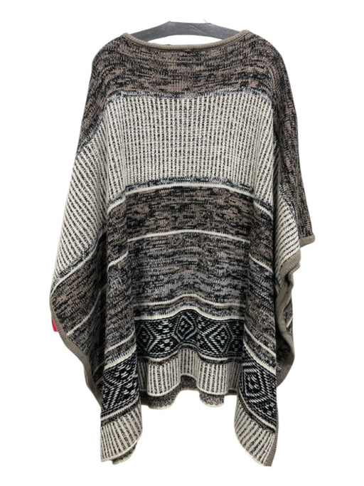 Gap Size One Size Taupe & Cream Wool & Polyester Poncho Sweater Taupe & Cream / One Size