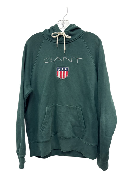 Gant Size L Dark Green Cotton Blend logo Hoodie Men's Jacket Dark Green / L
