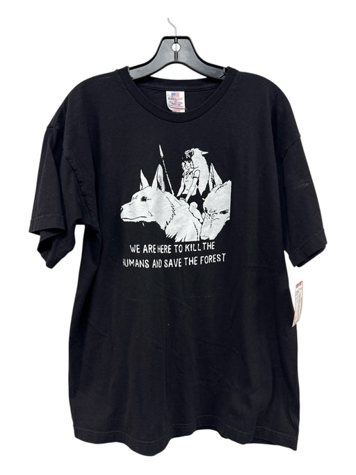 No Brand Size L Black & White Cotton Blend Words T shirt Crew Men's Short Sleeve Black & White / L