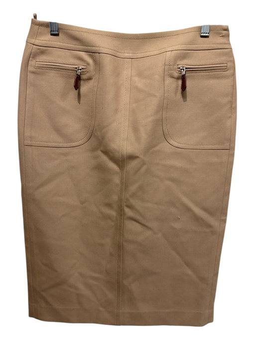 Ralph Lauren Size 8 Beige Wool Zipper Pockets Side Zip Back Slit Pencil Skirt Beige / 8
