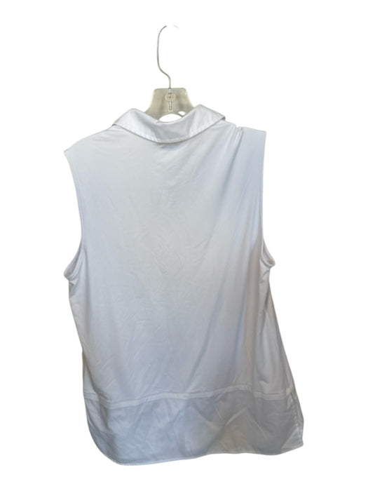 Foxcroft Size L White Cotton Blend Sleeveless Collar Buttons Top White / L