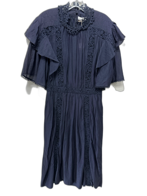 Isabel Etoile Marant Size 40 Navy Blue Cotton & Viscose Floral Lace Dress Navy Blue / 40